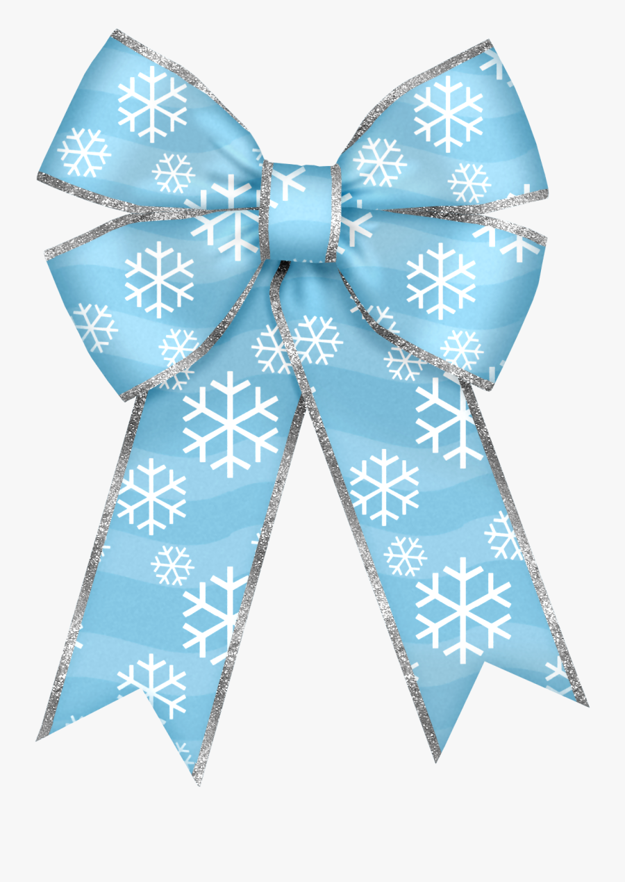 Christmas Blue Bow With Snowflakes Png Clipart - Blue Bow Clipart Christmas, Transparent Clipart