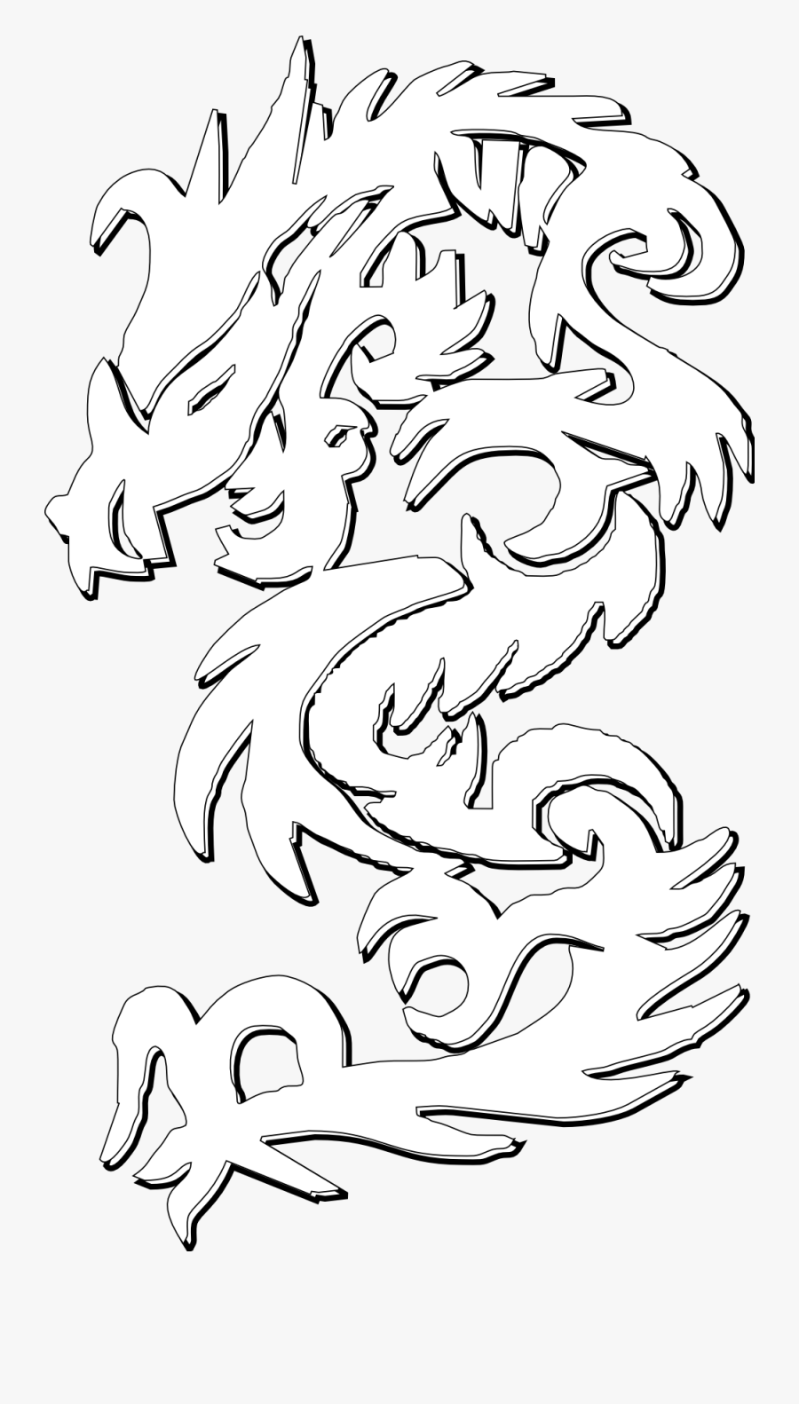 Gustavorezende Chinese Dragon Black White Line Art - Chinese White Dragon Symbol, Transparent Clipart