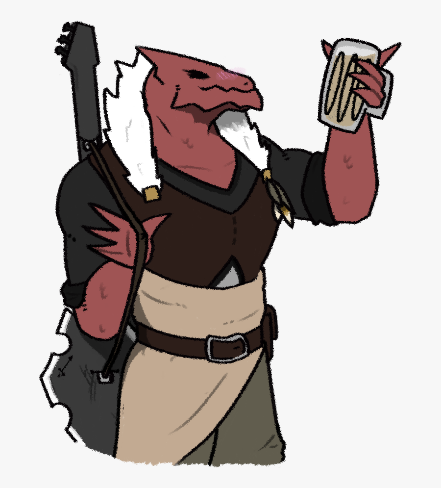 Oc] Heavy Metal Dragonborn Bard Enjoying Some Drink - Dnd Heavy Metal Bard, Transparent Clipart