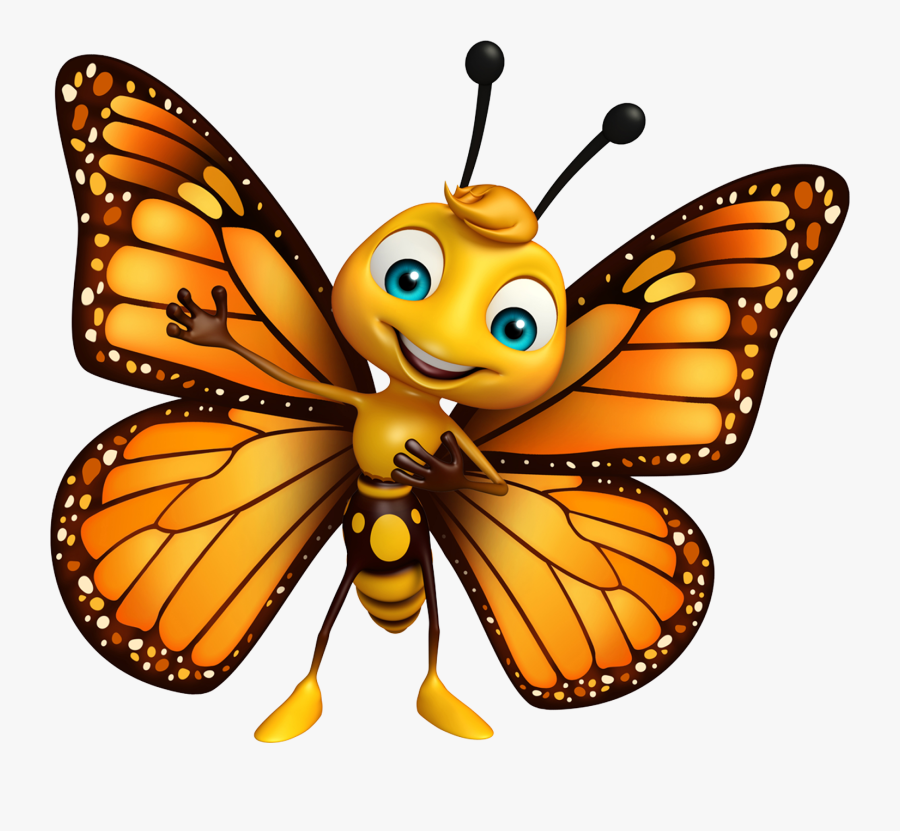 Cute Monarch Butterfly Cartoon Clipart , Png Download - Cartoon Butterfly 3d Model, Transparent Clipart