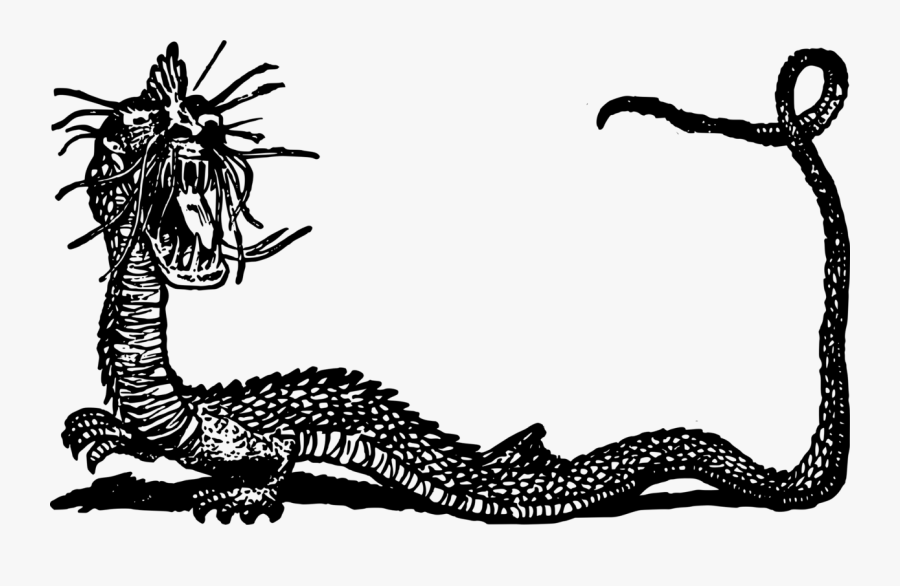 Chinese Dragon Picture Frames Serpent Japanese Dragon - Black And White Dragon Serpent, Transparent Clipart
