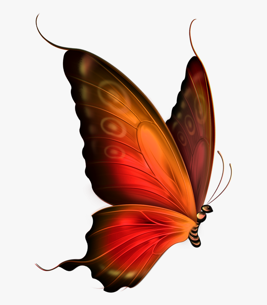 Red Butterfly Flying Png, Transparent Clipart