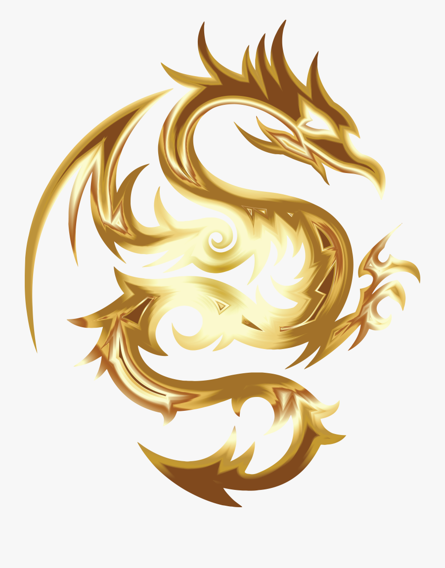 Free Clipart Of A Goldon Dragon In Tribal Style - Gold Dragon Logo Png, Transparent Clipart