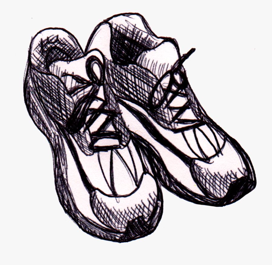 Runners Shoe Drawing - Drawing Of Running Shoes, Transparent Clipart