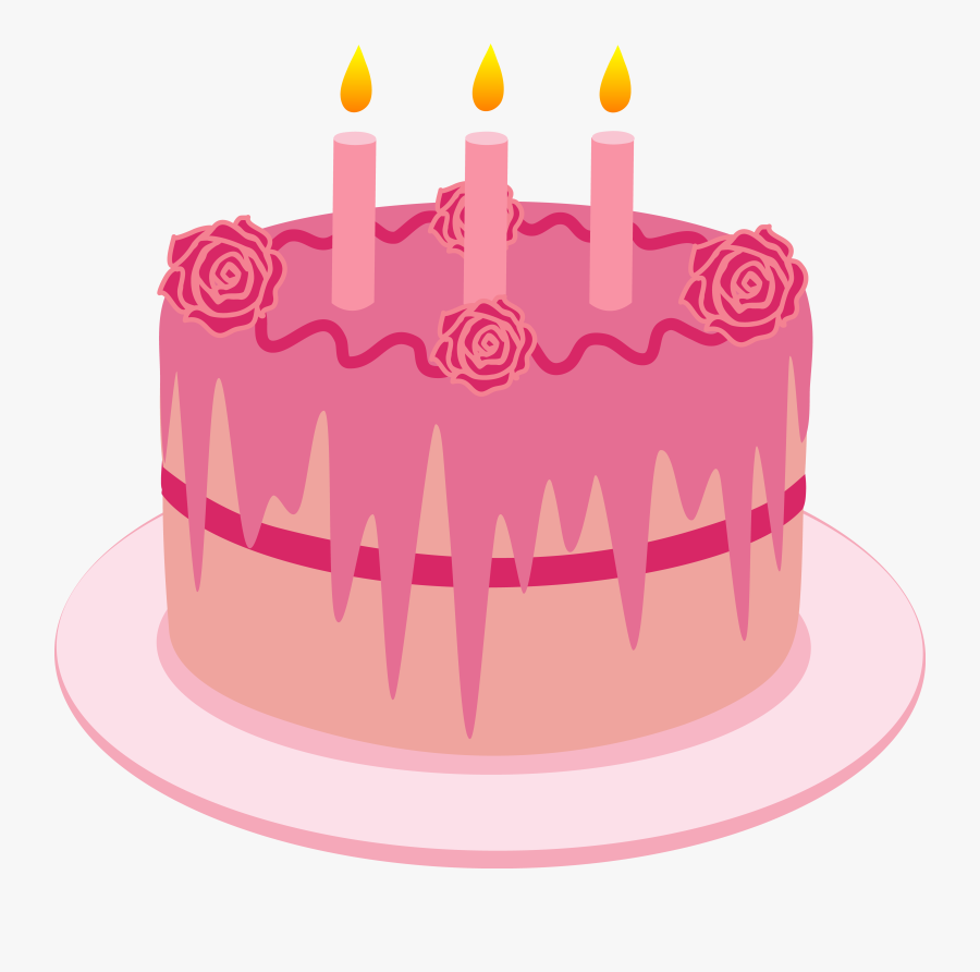 Clipart Birthday Cake Candles - Strawberry Cake Clipart Pink, Transparent Clipart