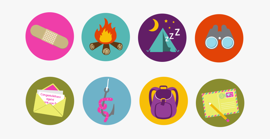 Summer Camp Illustration Icons Free Vector And Png - Summer Camp Badges, Transparent Clipart
