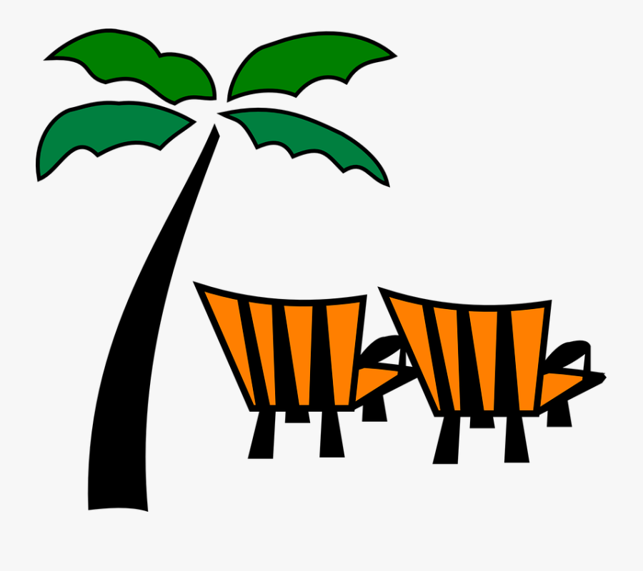 Coconut Palm, Beach, Sea, Sand, Beach Chair, Relax - Vitamin D Skin, Transparent Clipart