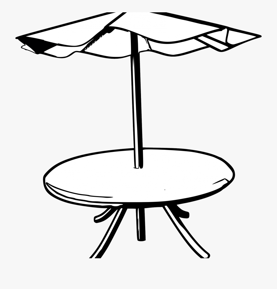 Banner Beach Chair Clipart Black And White - Table With Umbrella Drawing, Transparent Clipart