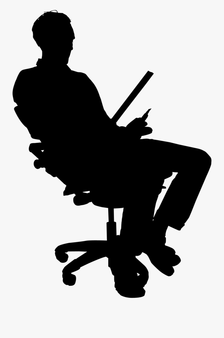 Sitting Man Silhouette - Cut Out People Office, Transparent Clipart