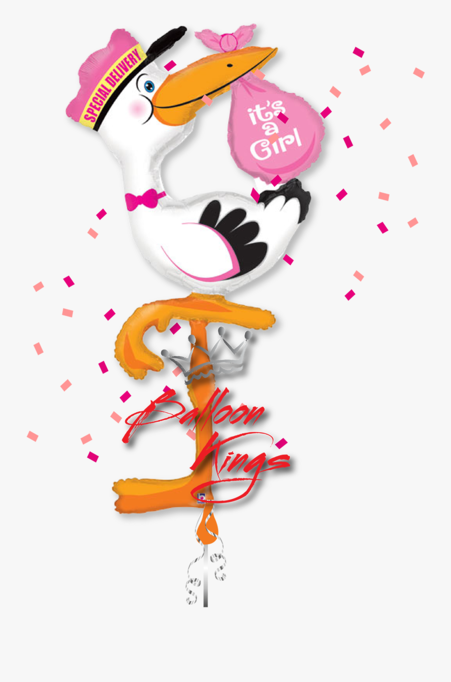 Its A Girl Stork Airwalker - Stork Delivery, Transparent Clipart