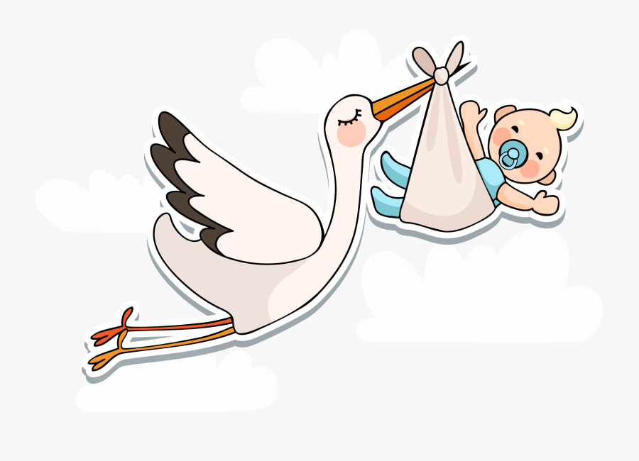 Transparent Baby Girl Clipart Black And White - Stork Baby Girl Png, Transparent Clipart