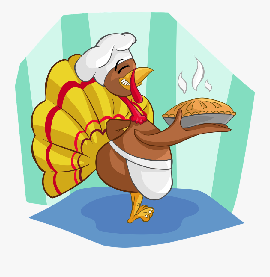 Cartoon Turkey Eating Pie, Transparent Clipart