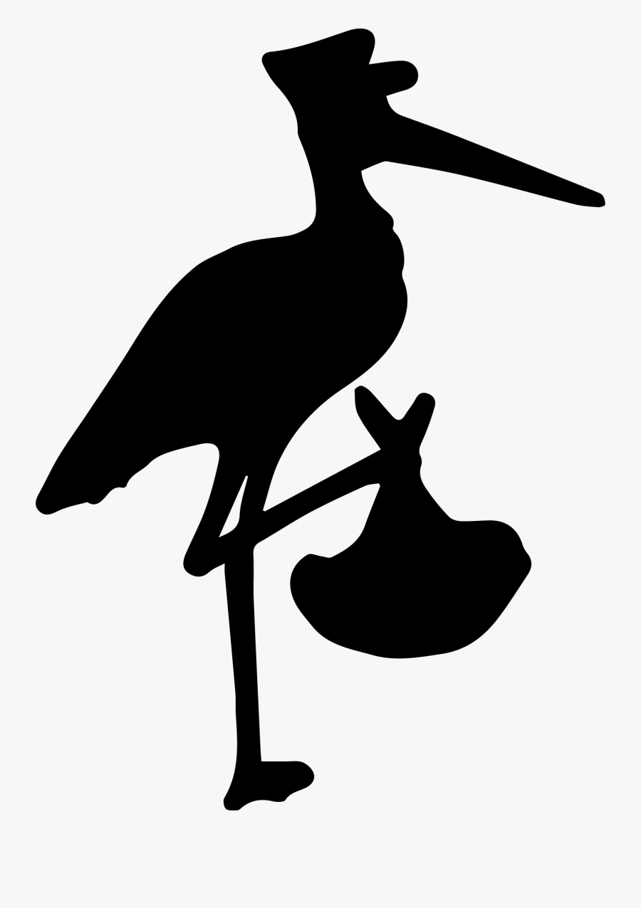 Stork Clipart Baby Silhouette - Silhouette Baby Stork Black And White, Transparent Clipart