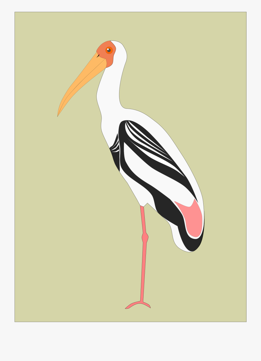 Stork Vector Svg - Painted Stork Vector, Transparent Clipart