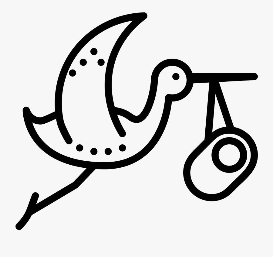 Transparent Baby Stork Clipart - Line Art, Transparent Clipart