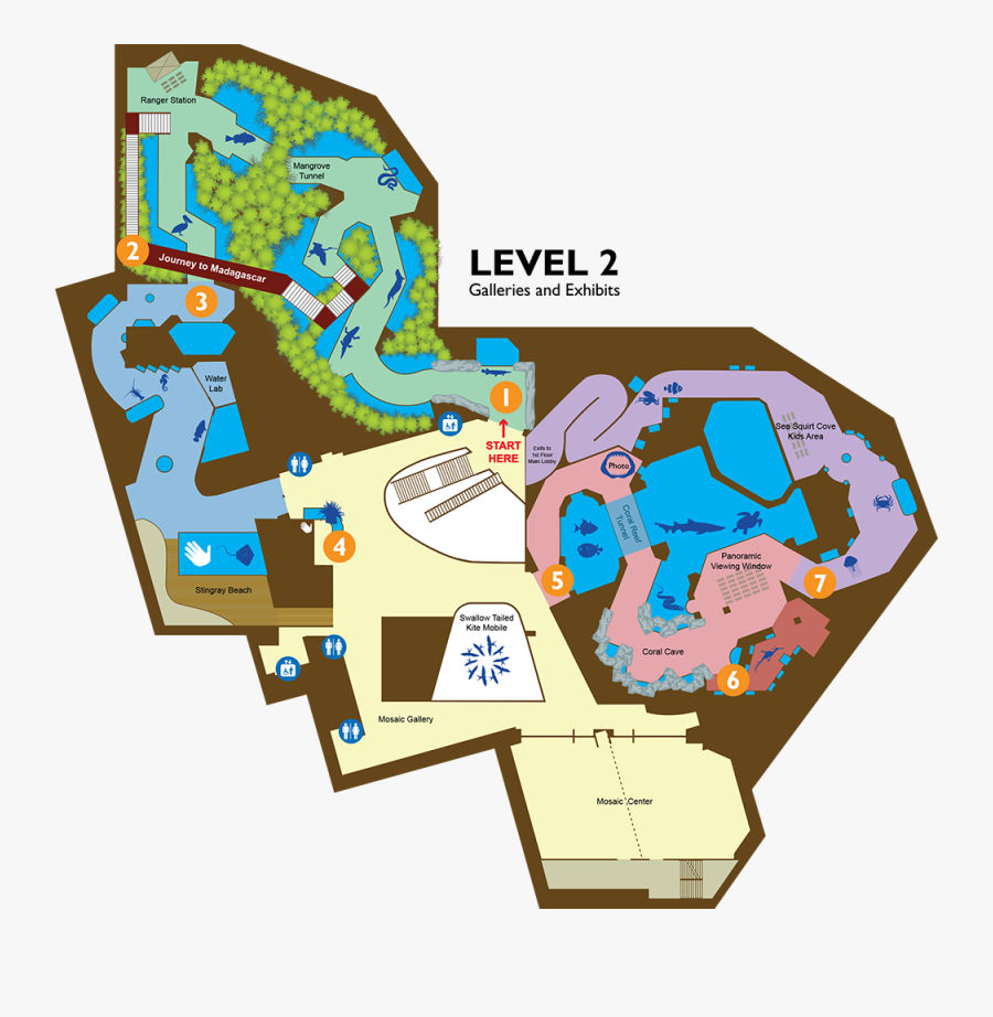 Transparent Aquarium Field Trip Clipart - Florida Aquarium Exhibit Map, Transparent Clipart