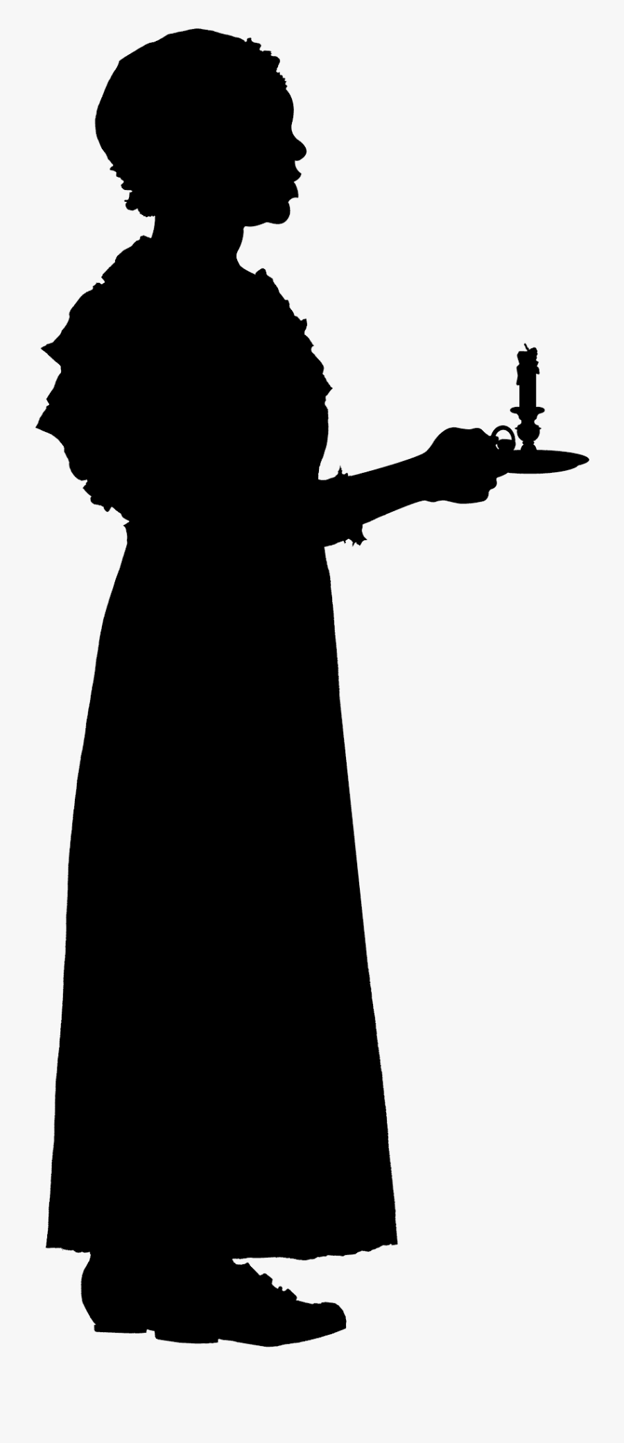 Woman Holding A Candle Silhouette, Transparent Clipart