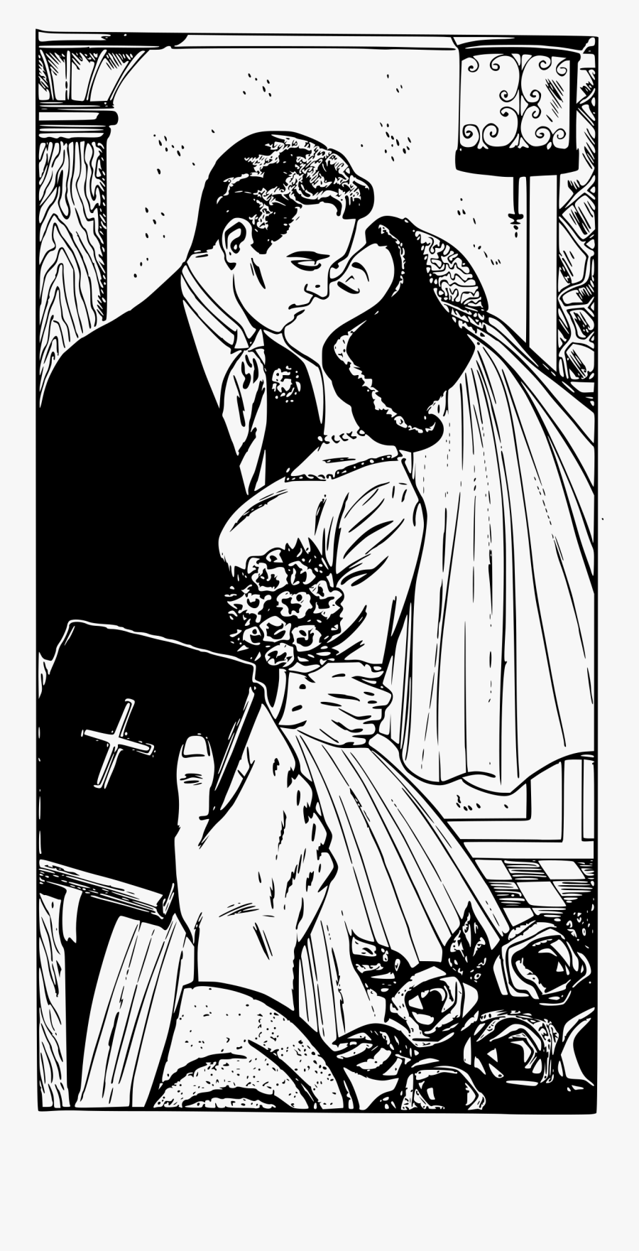 Stereotypical Kiss Big Image - Cartoon Person Kissing Black And White, Transparent Clipart