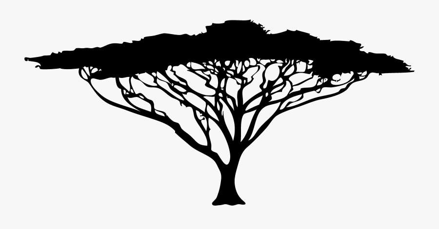 African Tree Clip Art - Acacia Tree Silhouette Hd, Transparent Clipart