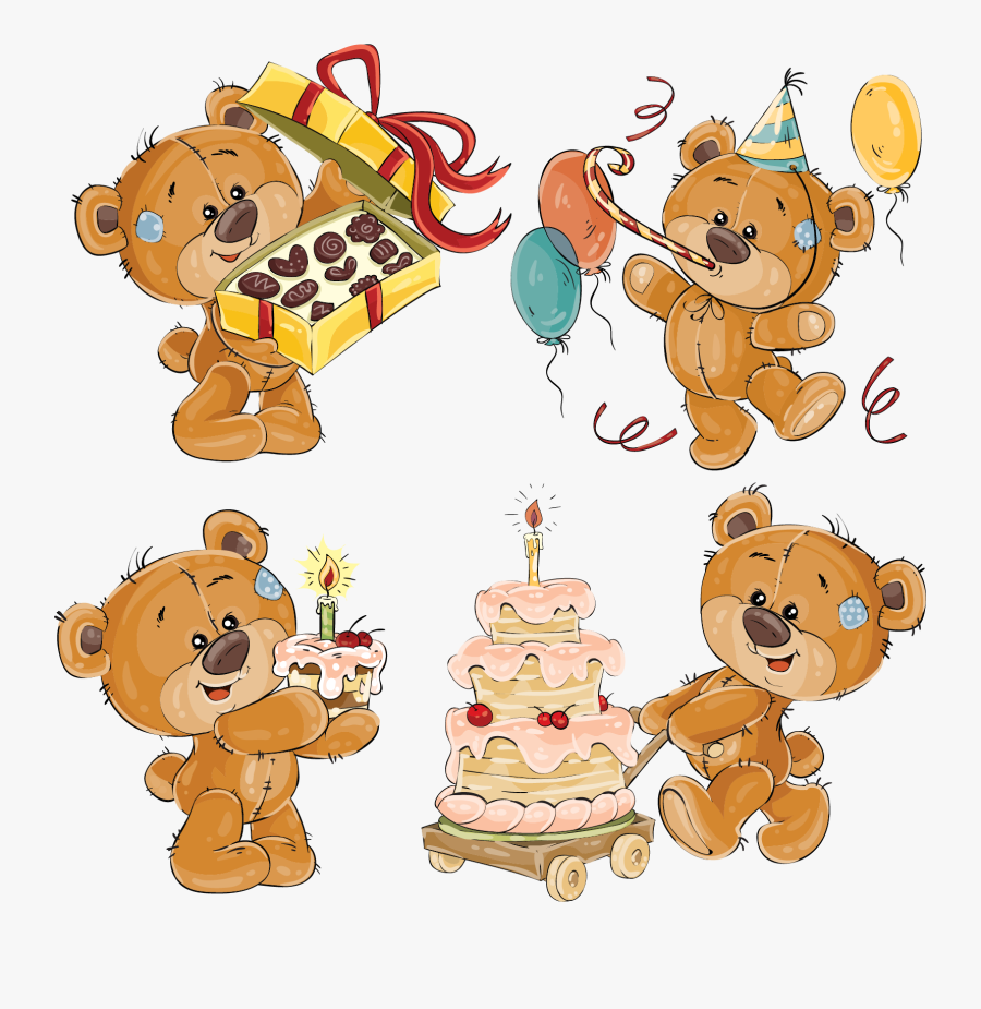 Transparent Purim Clipart - Teddy Bear Cartoon Birthday, Transparent Clipart
