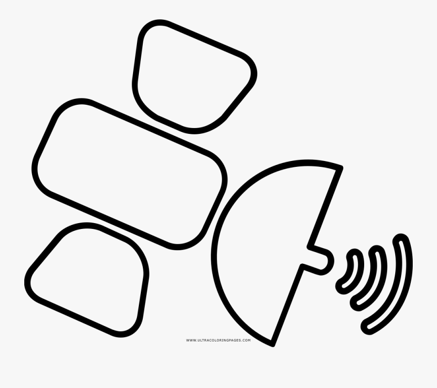 Satellite Coloring Page - Line Art, Transparent Clipart