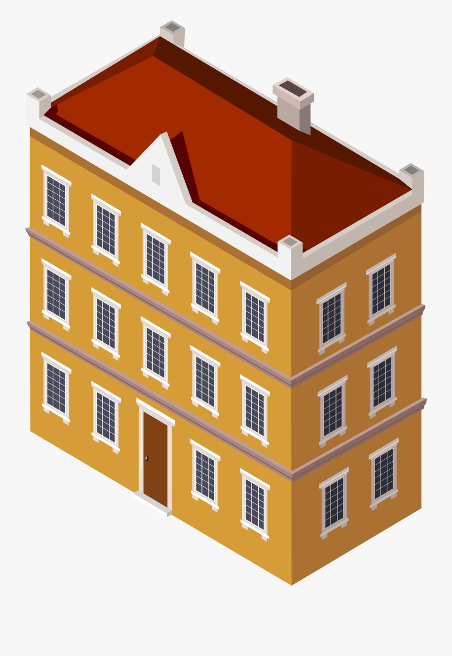 Residential Building With Red Roof Png Clipart - House, Transparent Clipart