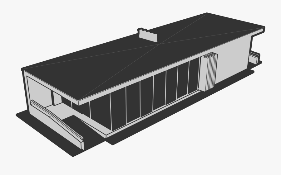 Angle,house,roof - Black And White Flat Roof House, Transparent Clipart