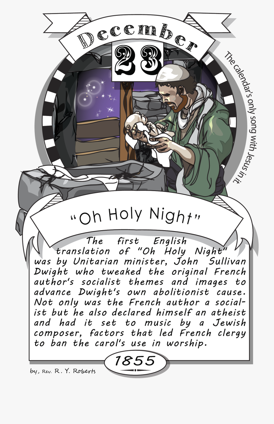 December Twenty-third, “oh Holy Night” - Cartoon, Transparent Clipart