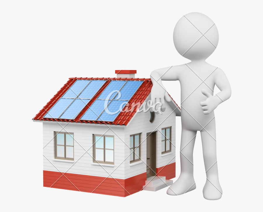 House With Solar Panels - Royalty-free, Transparent Clipart