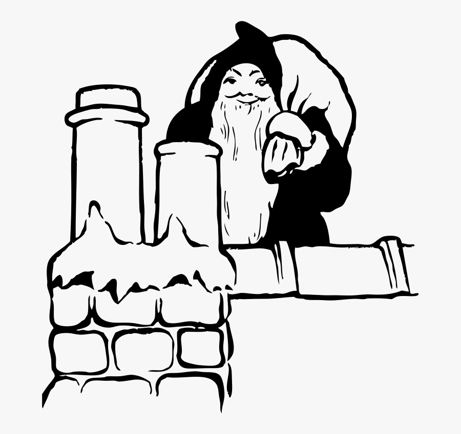 Santa On The Rooftop - Santa Claus, Transparent Clipart