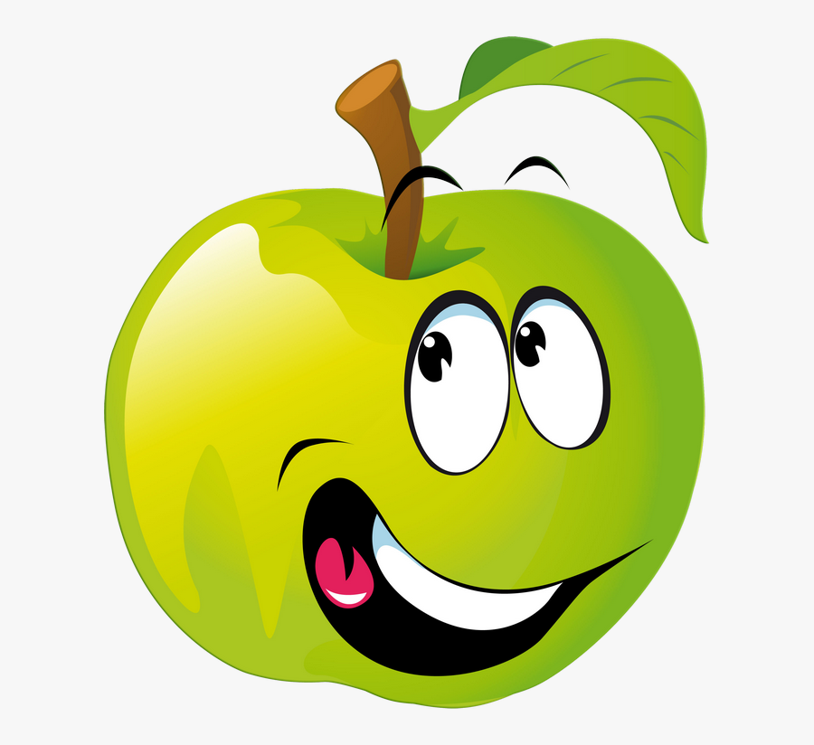 Green Apples - Fruits With Face Clipart, Transparent Clipart