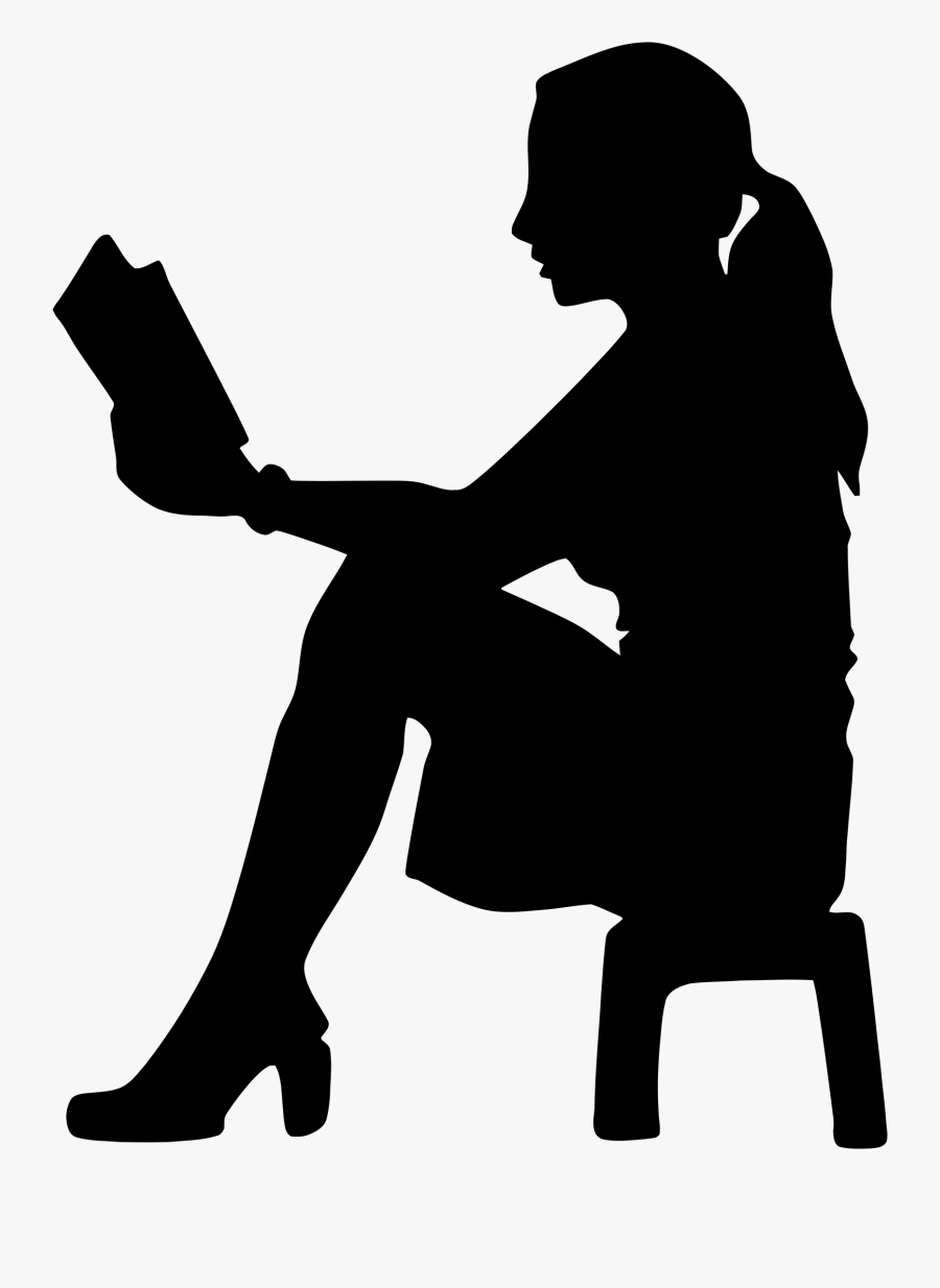 Clip Art Shadows Of People Reading - Woman Reading Silhouette, Transparent Clipart