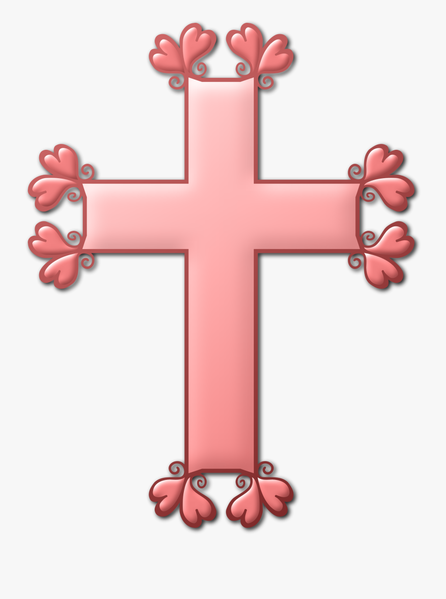 Heart Cross Free Download - Pink Cross Png, Transparent Clipart
