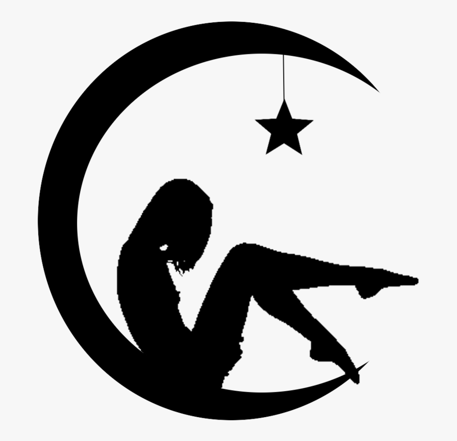 Girl Moon Star Silhouette By Viktoria Lyn - Girl Moon Silhouette Png, Transparent Clipart