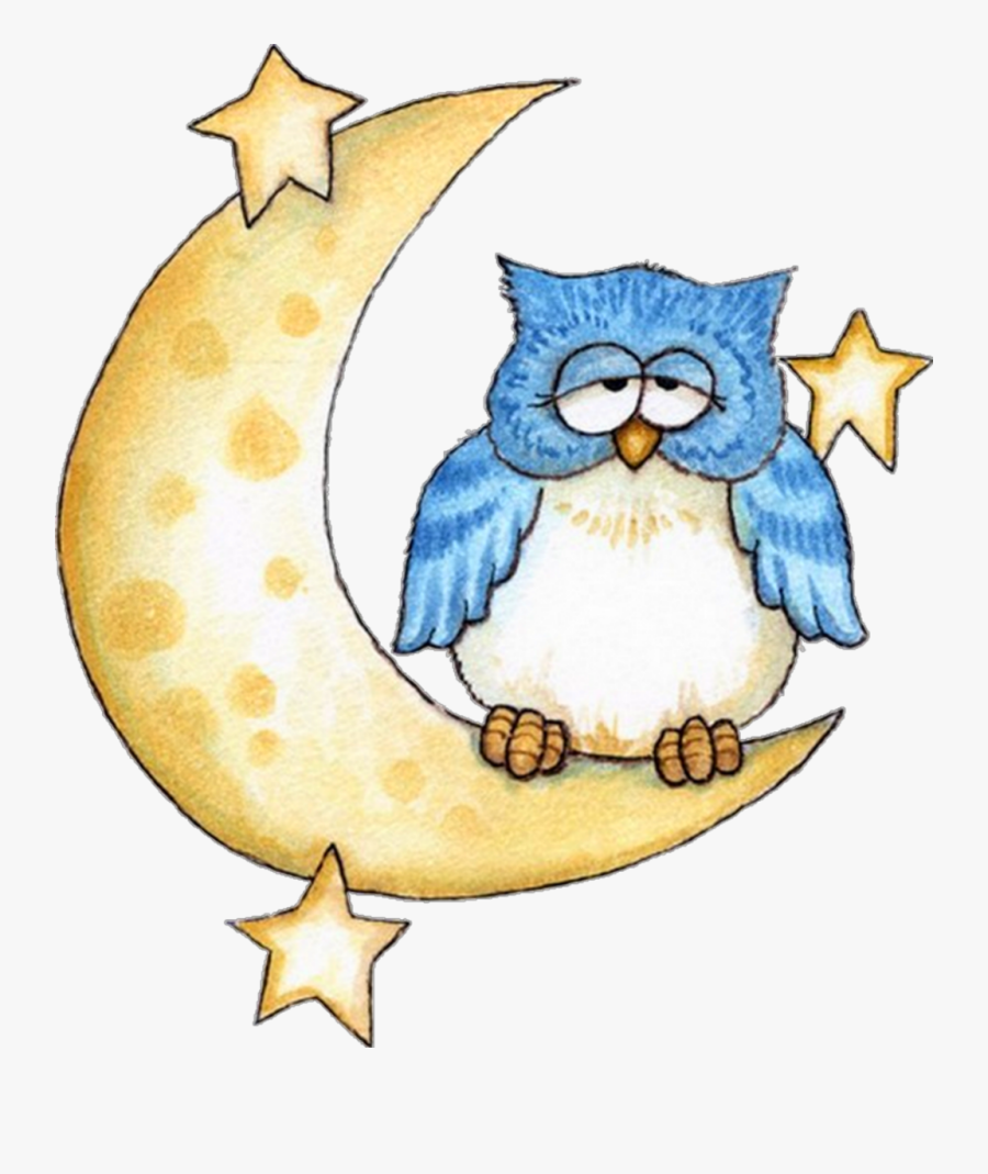 #ftestickers #clipart #cartoon #moon #stars #owl #cute - Laurie Dibujos De Buho, Transparent Clipart