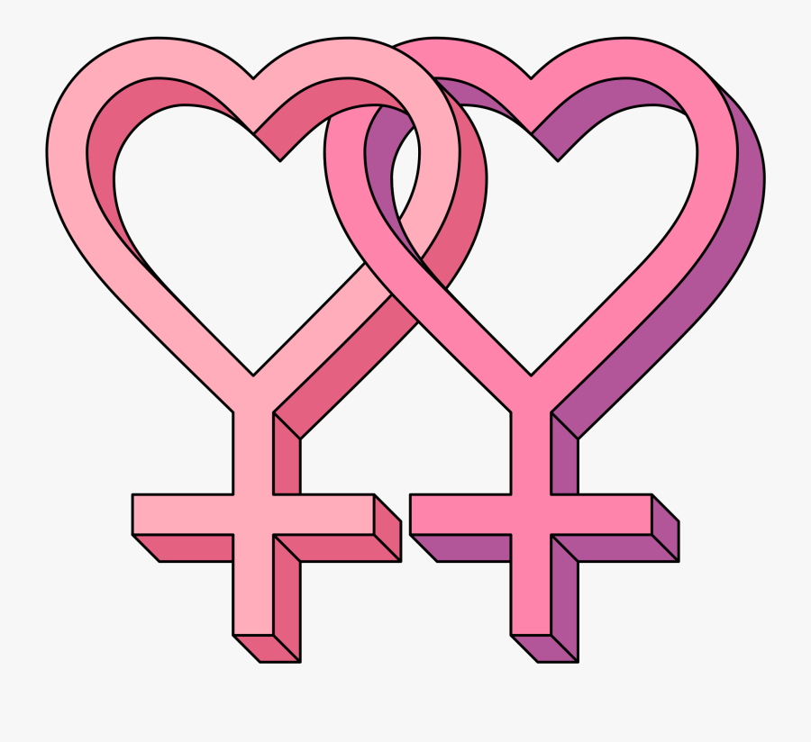 Clipart Cross Heart - Lesbian Hearts, Transparent Clipart