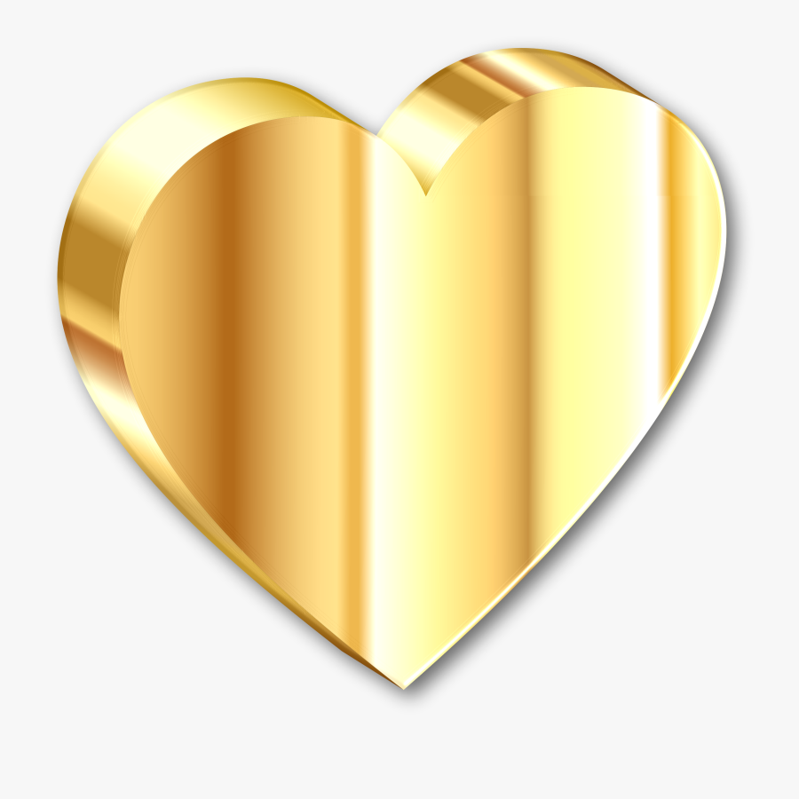 Heart,gold,shadow - Golden Heart Icons Png, Transparent Clipart