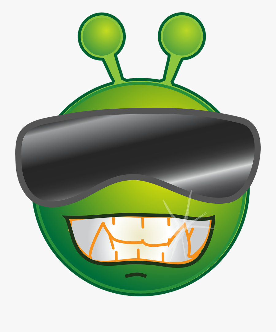 Smiley Green Alien Cool No Shadow Svg Clip Arts - Sorry For Time Waste, Transparent Clipart