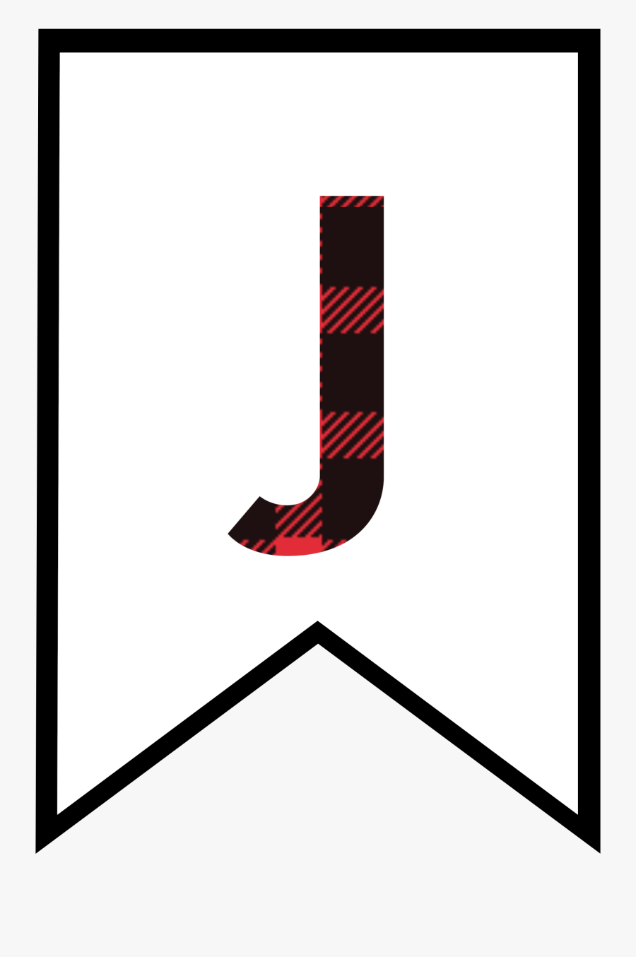 J Buffalo Plaid Banner Letter - Clip Art, Transparent Clipart