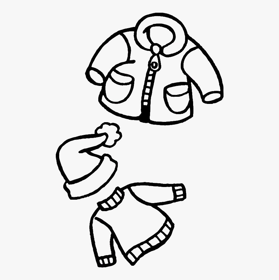 Warm Clothes Winter Coloring For Kids - Winter Season Dress Drawing, Transparent Clipart