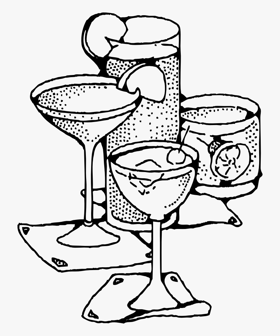 Tiki Bar Clipart - Drinks Images Black And White, Transparent Clipart