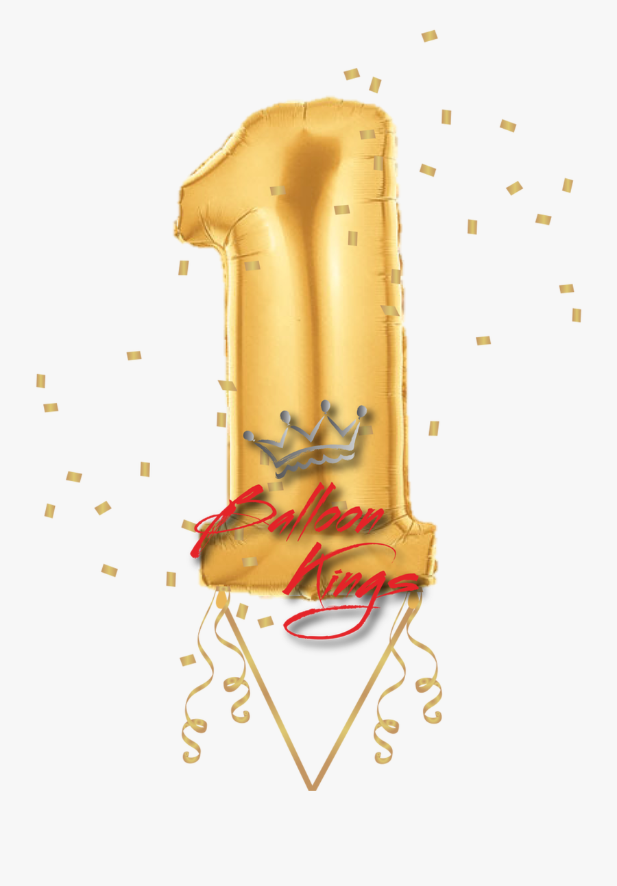 Gold Number - Balloon Shaped Like Number 1, Transparent Clipart