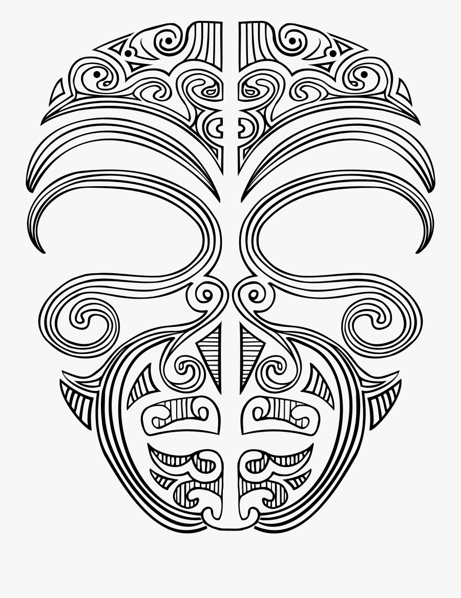 Tiki Vector Border - Maori Face Tattoo Designs, Transparent Clipart