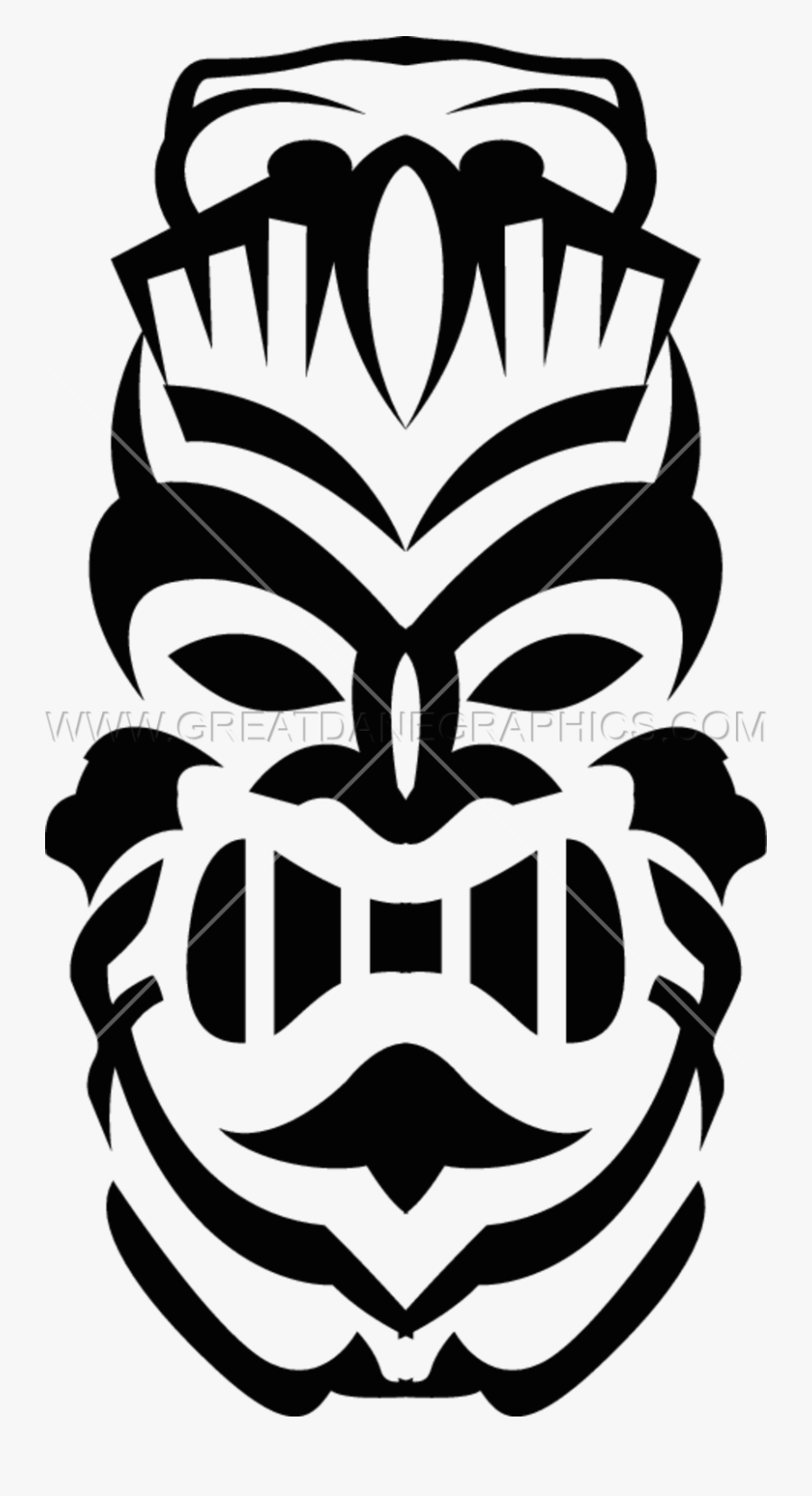 Tiki Clipart Tiki Head - Tiki Totem Clipart Black And White, Transparent Clipart