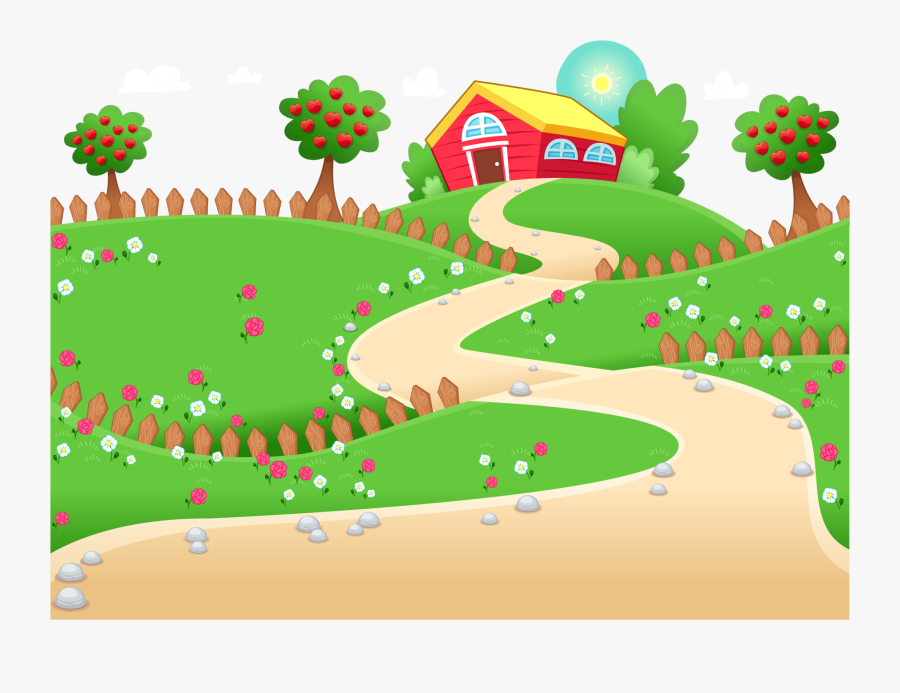 Farm Landscape Vector Cartoon Illustration Free Download - Nursery Cartoon, Transparent Clipart