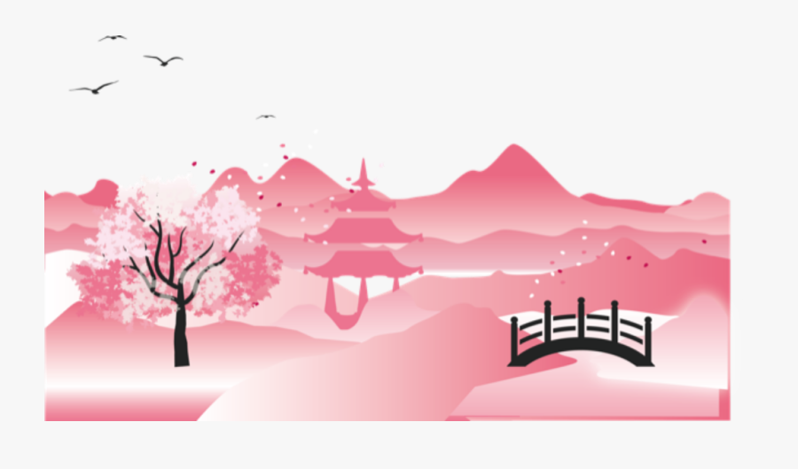 #ftestickers #clipart #illustration #landscape #china - Cherry Blossoms Graphic, Transparent Clipart