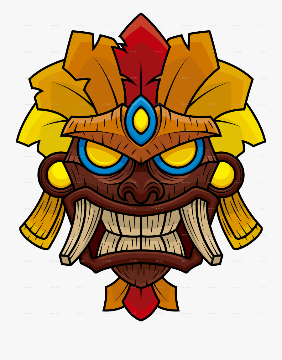 Tiki Mask 4 Clipart , Png Download - Tiki Mask Line Art, Transparent Clipart