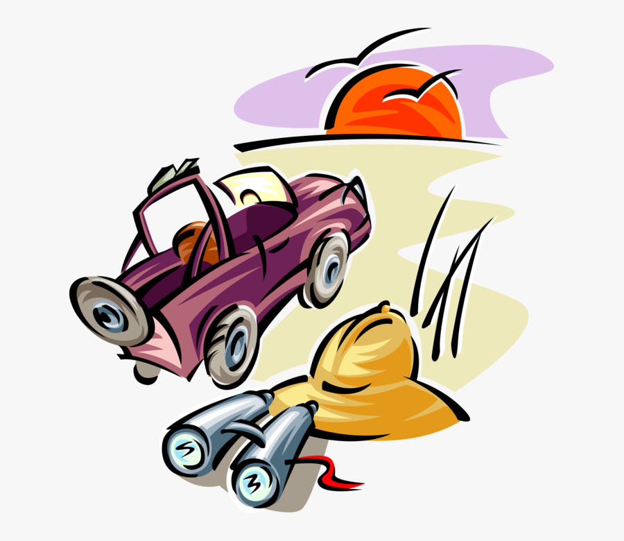Vector Illustration Of Travel Safari Jeep With Pith, Transparent Clipart