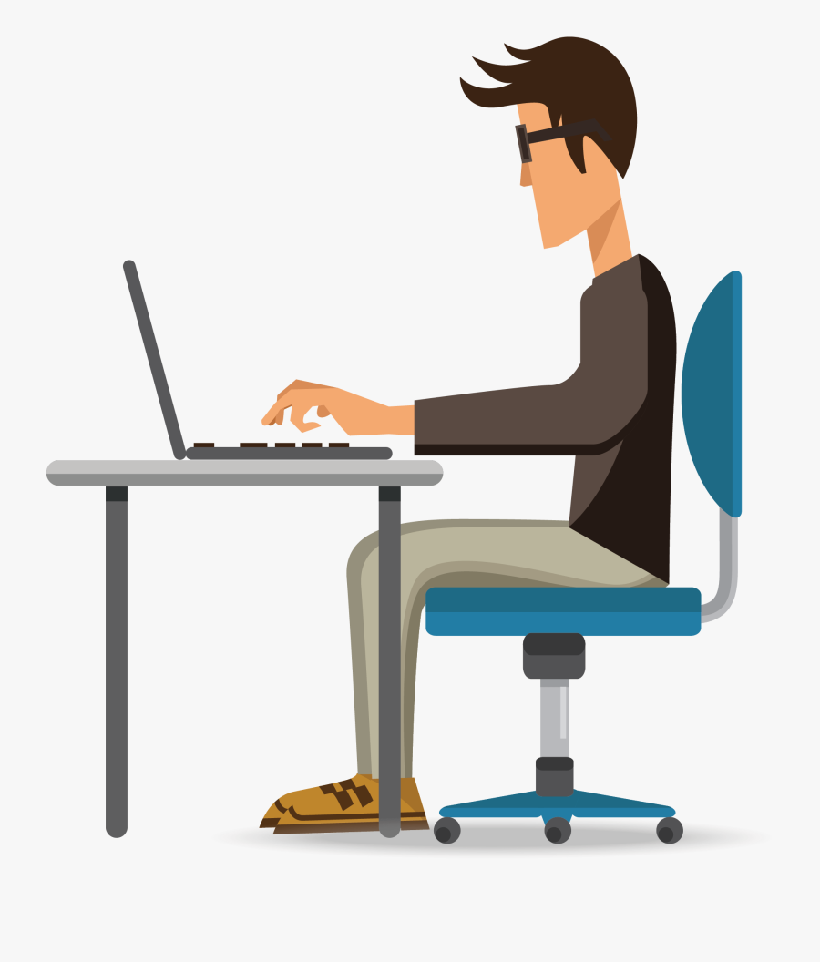 Man Working On Computer Vector, Transparent Clipart