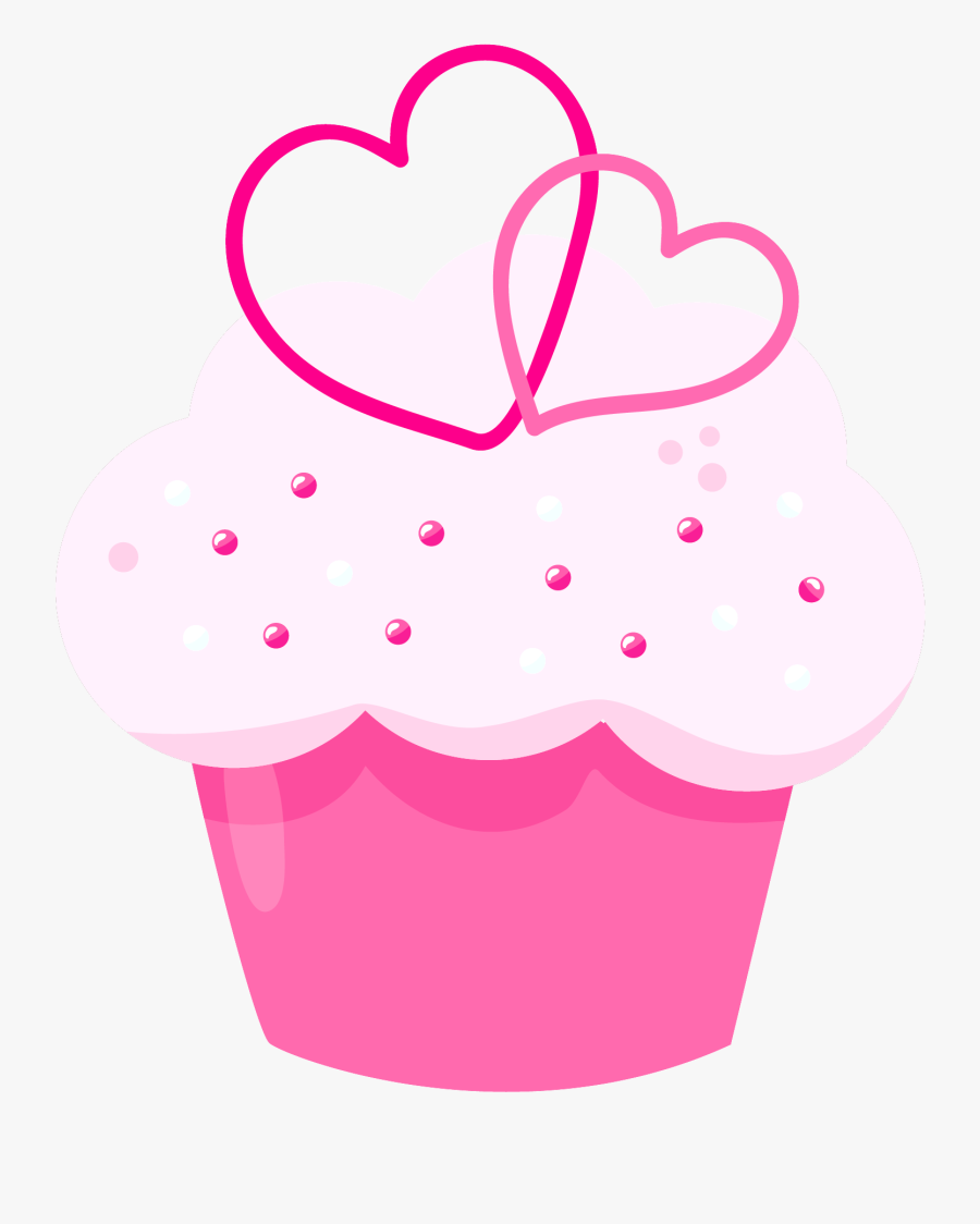 Pink Heart Cupcake, Transparent Clipart